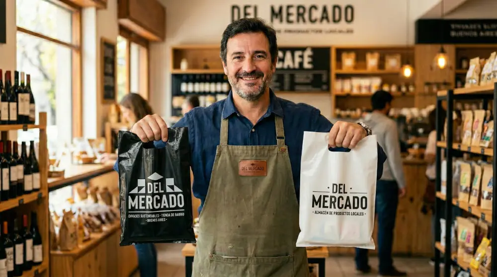 Bolsas de Polietileno personalizadas con logo - bolsa riñón blanca y negra